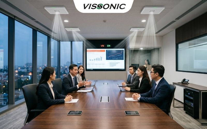 Kết nối đa điểm Audio: Hỗ trợ phòng họp lớn chia thành nhiều zone pickup âm thanh